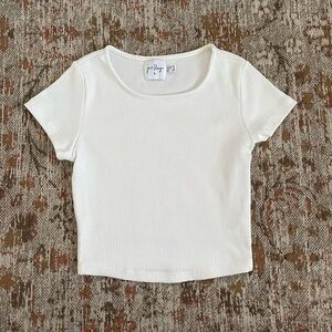 Polly White Ribbed Crop top